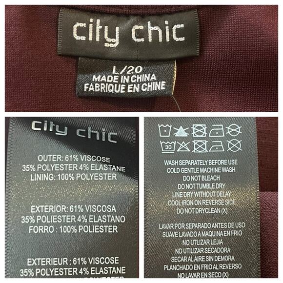 City Chic New Midi Dress A-line Ponte Knit Burgundy Wine Women’s Plus Size L/20 - Picture 11 of 15